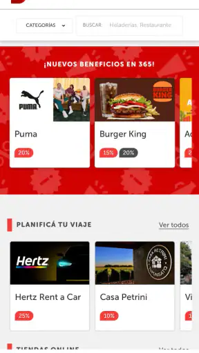 365 (beneficios y descuentos) screenshot
