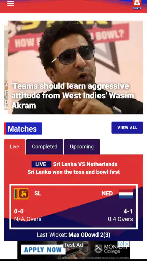 A Sports screenshot