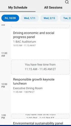 Bank of America Events screenshot