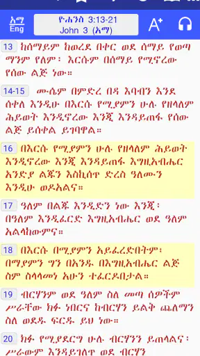Bible in Amharic and Geez, KJV screenshot