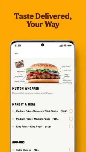 Burger King India screenshot