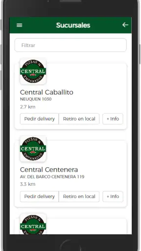 Central de pizzas y empanadas screenshot