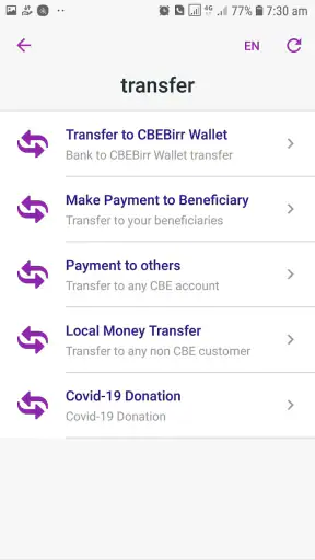Commercial Bank of Ethiopia screenshot