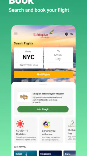 Ethiopian Airlines screenshot