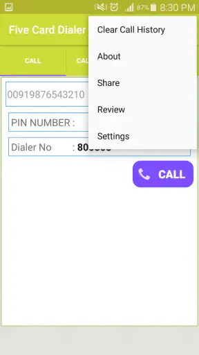 Five Card Dialer screenshot