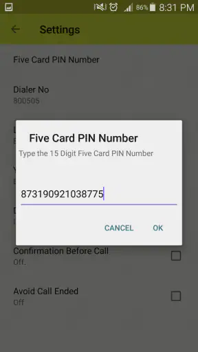 Five Card Dialer screenshot