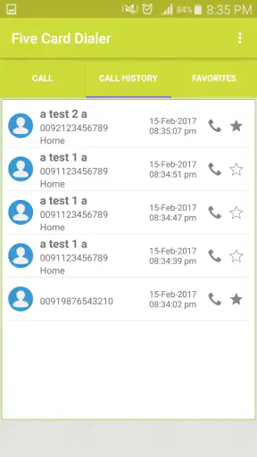 Five Card Dialer screenshot