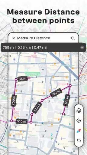 GPS Distance Measure on Map screenshot
