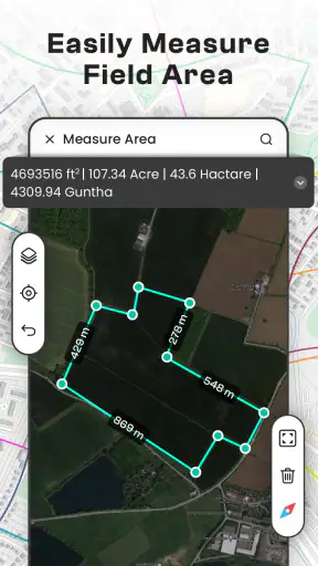 GPS Distance Measure on Map screenshot