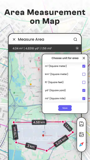 GPS Distance Measure on Map screenshot