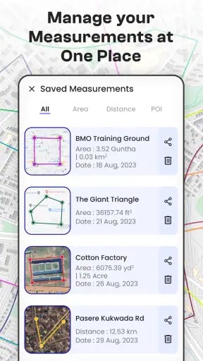 GPS Distance Measure on Map screenshot