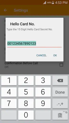Hello Card Dialer screenshot