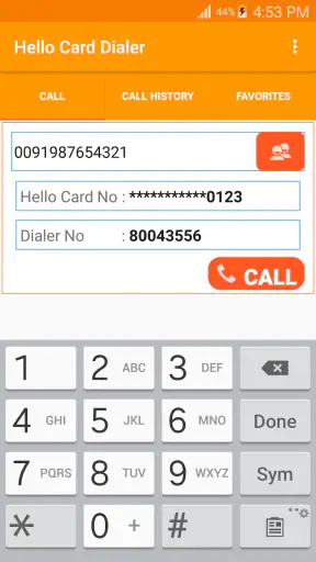 Hello Card Dialer screenshot