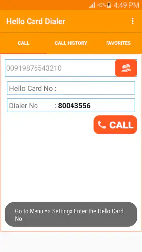 Hello Card Dialer screenshot