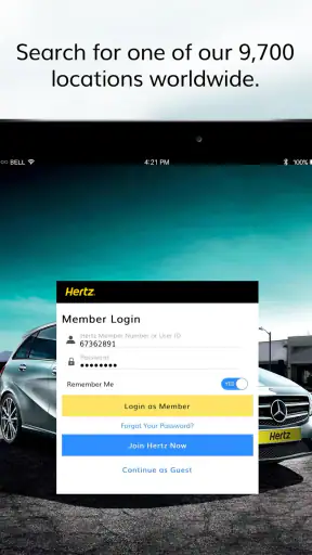 Hertz Car Rentals screenshot