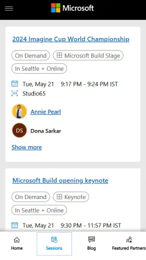Microsoft Build screenshot