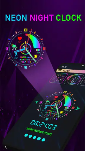 Neon Digital Clock Smart Watch screenshot
