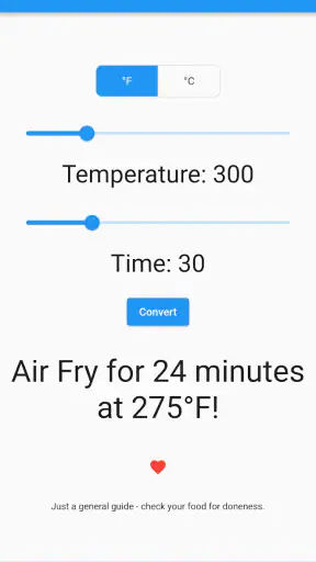 Oven to Air Fryer Calculator screenshot