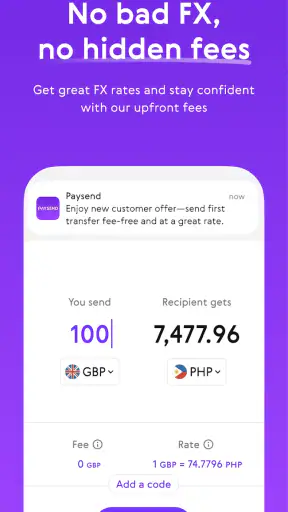 Paysend: Simple Money Transfer screenshot