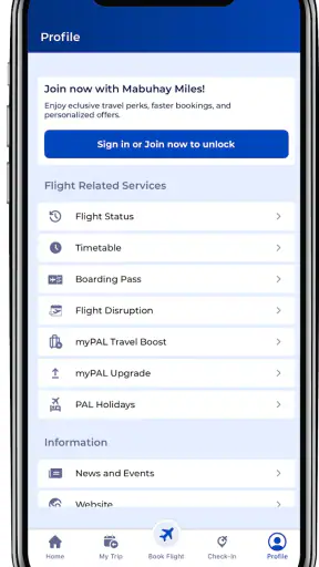 Philippine Airlines screenshot