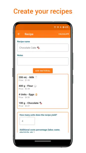 Recipe Cost Calculator screenshot