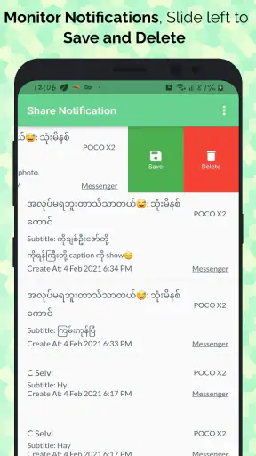 Share Notification screenshot