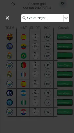 Soccer grid screenshot