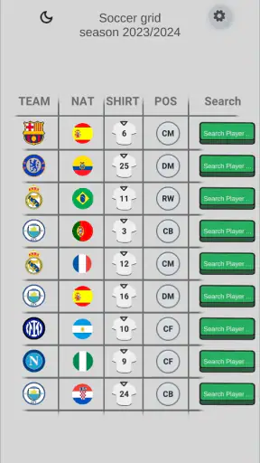 Soccer grid screenshot