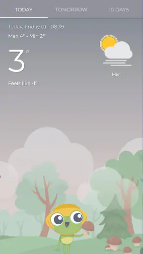 The Frog: Weather app screenshot