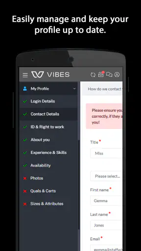 Vibes Staffing screenshot