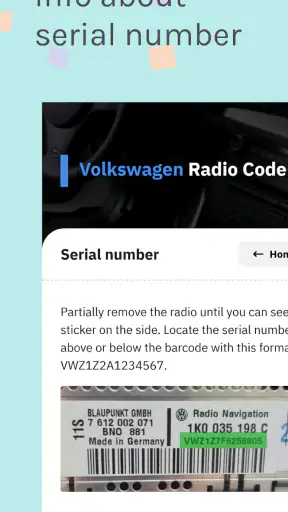 VW Radio Code Generator screenshot