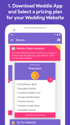 Weddie - Free Wedding Websites screenshot
