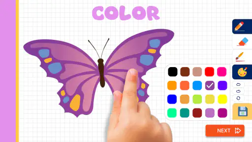 رسم الفراشة تتبع وتلوين screenshot