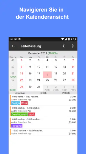 Arbeitszeittabelle Arbeitszeit screenshot