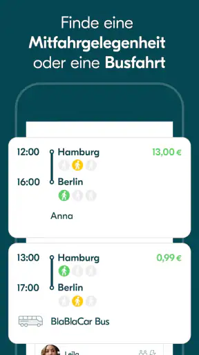 BlaBlaCar: Bus- und Mitfahrten screenshot