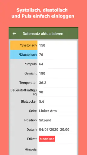 Blutdruck-Tagebuch screenshot