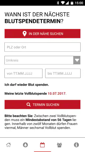 Blutspende - Spenderservice screenshot