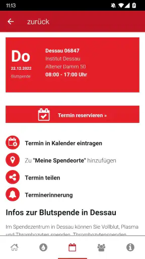 Blutspende - Spenderservice screenshot
