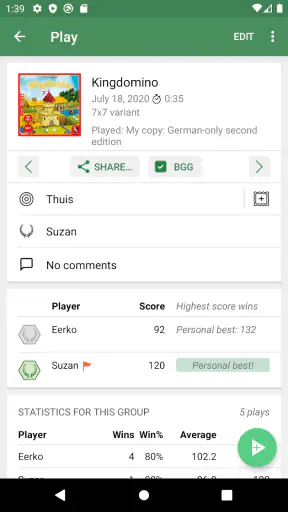 Board Game Stats screenshot