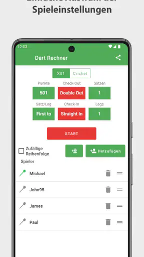 Dart Rechner App Punkte Zähler screenshot