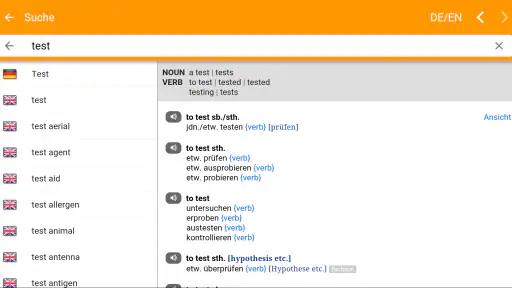 dict.cc Wörterbuch screenshot