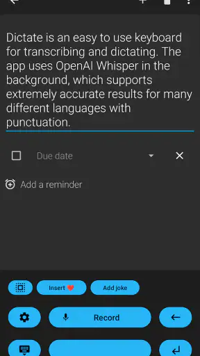 Dictate Keyboard (Whisper AI) screenshot