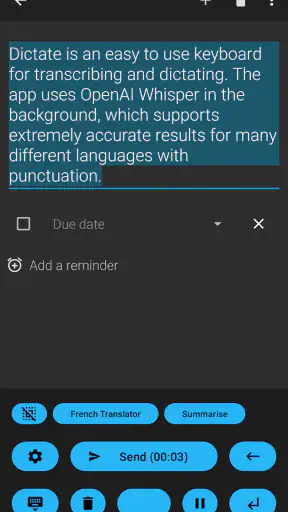 Dictate Keyboard (Whisper AI) screenshot