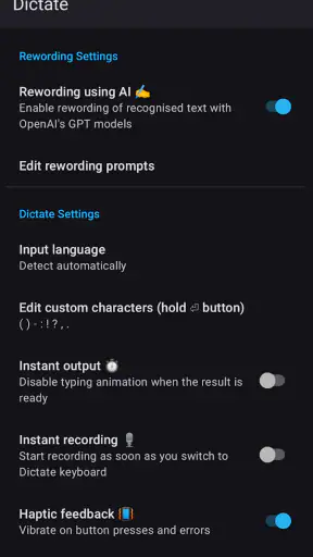 Dictate Keyboard (Whisper AI) screenshot