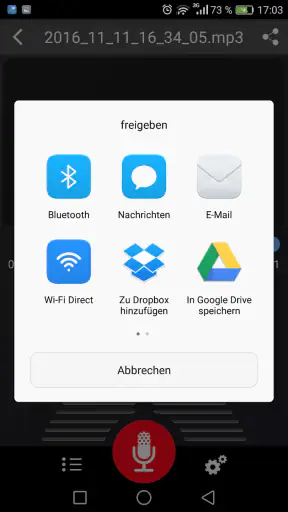 Diktiergerät screenshot