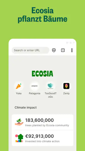 Ecosia - Internet Webbrowser screenshot