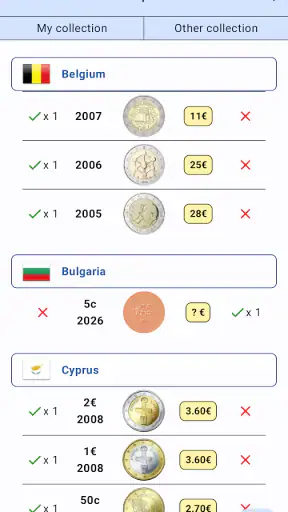 Euro-Münzsammlung screenshot