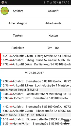 Fahrtenbuch GPS-Zeiterfassung screenshot