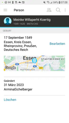 FamilySearch – Stammbaum screenshot