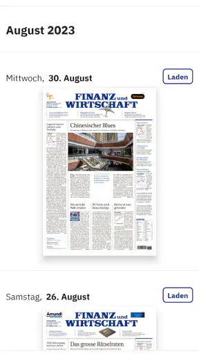 Finanz und Wirtschaft E-Paper screenshot